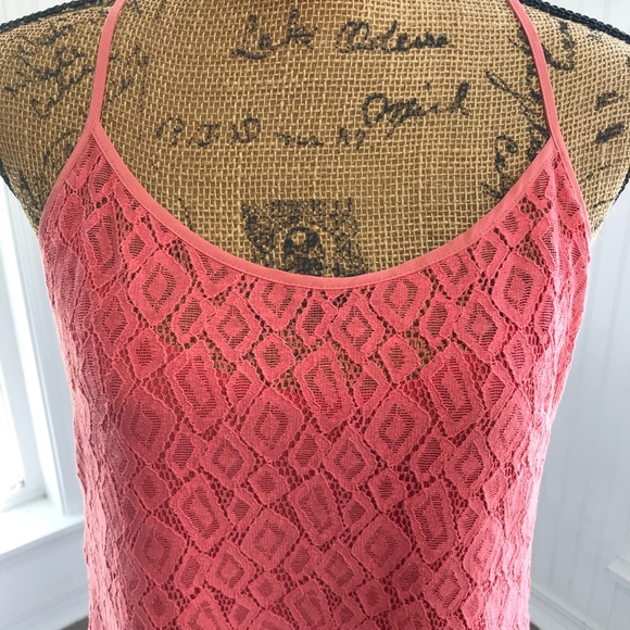 Nanette Lepore Coral Lace Racerback Top Sz 2 - Picture 2 of 5